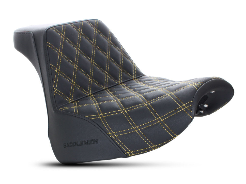 Saddlemen SAD-818-31-172GO Step-Up Front LS Dual Seat w/Gold Double Diamond Lattice Stitch for Breakout 18-22