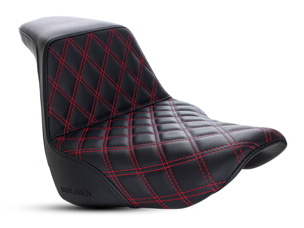 Saddlemen SAD-818-33-172RD Step-Up LS Dual Seat w/Red Double Diamond Lattice Stitch for Softail Deluxe/Heritage Classic/Slim 18-Up