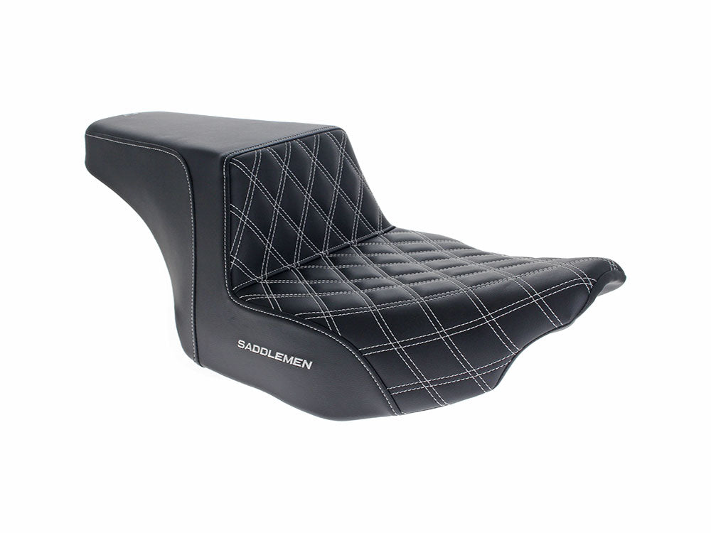 Saddlemen SAD-823-07-172WH Step-Up LS Dual Seat w/White Double Diamond Lattice Stitch for CVO Touring 23-Up/Street Glide/Road Glide 24-Up