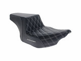 Saddlemen SAD-823-07-172WH Step-Up LS Dual Seat w/White Double Diamond Lattice Stitch for CVO Touring 23-Up/Street Glide/Road Glide 24-Up