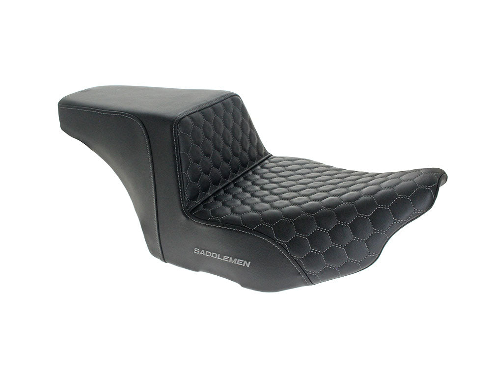 Saddlemen SAD-823-07-17702 Step-Up HC Dual Seat w/Grey Honeycomb Stitch for CVO Touring 23-Up/Street Glide/Road Glide 24-Up
