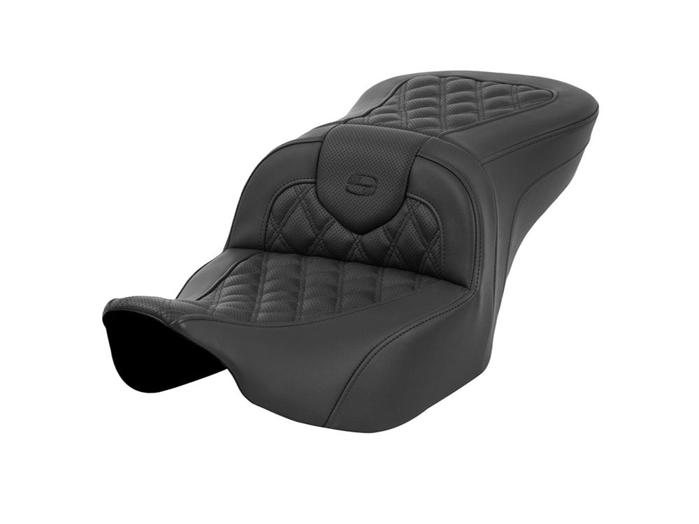 Saddlemen SAD-823-07-182 Roadsofa LS Dual Seat w/Black Double Diamond Lattice Stitch for CVO Touring 23-Up/Street Glide/Road Glide 24-Up
