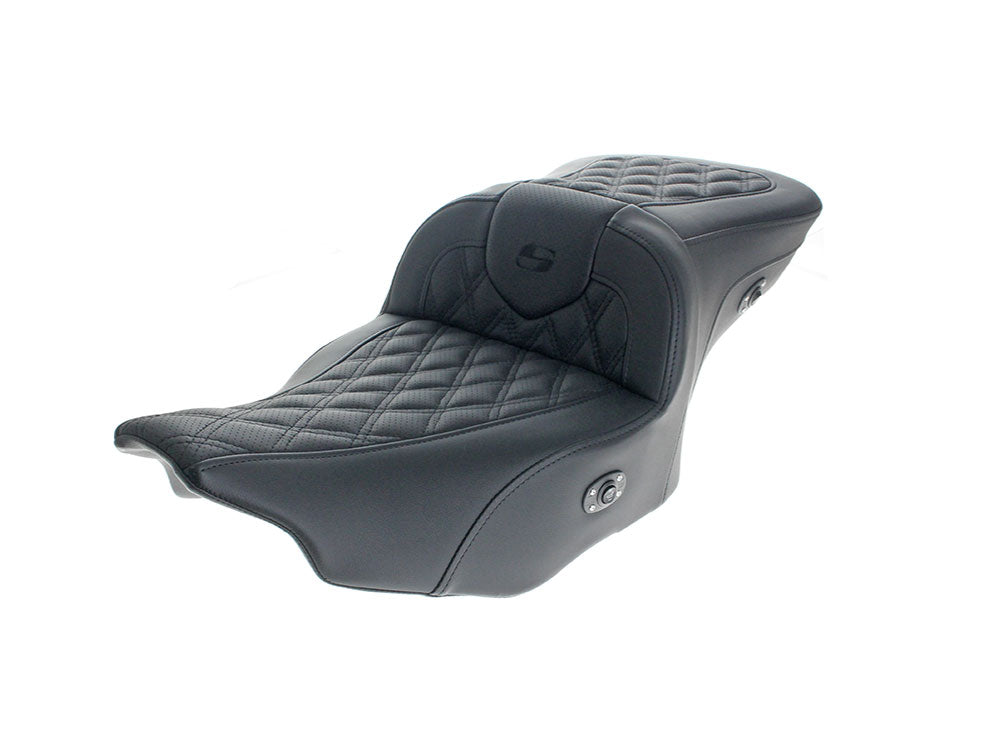 Saddlemen SAD-823-07-182A0 Roadsofa LS Heated Dual Seat w/Black Double Diamond Lattice Stitch for Harley-Davidson CVO Touring 23-Up/Street Glide/Road Glide 24-Up/Touring 25-Up