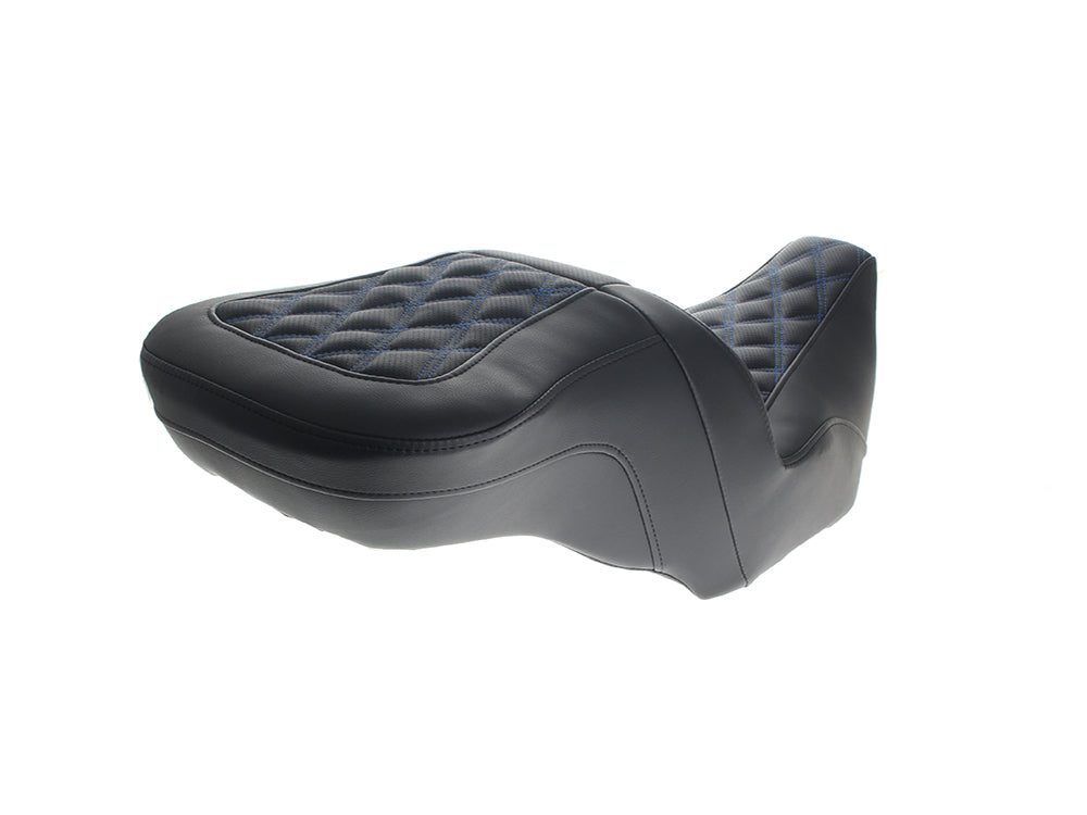 Saddlemen SAD-823-07-182BL Roadsofa LS Dual Seat w/Blue Double Diamond Lattice Stitch for CVO Touring 23-Up/Street Glide/Road Glide 24-Up