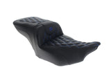Saddlemen SAD-823-07-182BL Roadsofa LS Dual Seat w/Blue Double Diamond Lattice Stitch for CVO Touring 23-Up/Street Glide/Road Glide 24-Up
