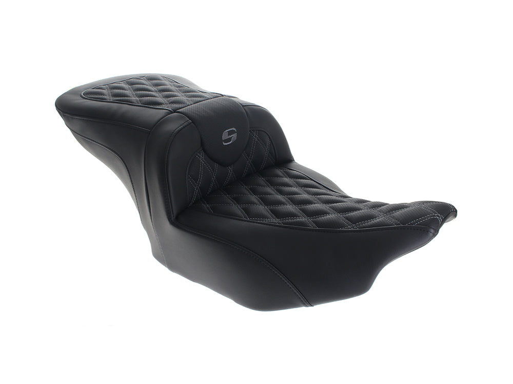 Saddlemen SAD-823-07-182GRE Roadsofa LS Dual Seat w/Grey Double Diamond Lattice Stitch for CVO Touring 23-Up/Street Glide/Road Glide 24-Up