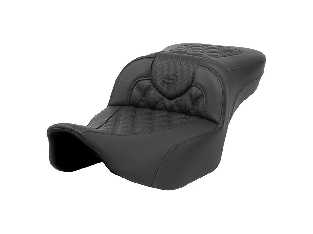 Saddlemen SAD-823-07-184 Extended Reach Roadsofa LS Dual Seat w/Black Double Diamond Lattice Stitch for CVO Touring 23-Up/Street Glide/Road Glide 24-Up