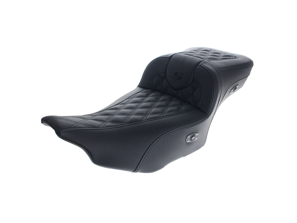 Saddlemen SAD-823-07-184A0 Extended Roadsofa LS Heated Dual Seat w/Black Double Diamond Lattice Stitch for Harley-Davidson CVO Touring 23-Up/Street Glide/Road Glide 24-Up/Touring 25-Up