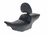 Saddlemen SAD-823-07-184C0 Extended Roadsofa LS Heated Dual Seat w/Backrest & Black Double Diamond Lattice Stitch for Harley-Davidson CVO Touring 23-Up/Street Glide/Road Glide 24-Up/Touring 25-Up