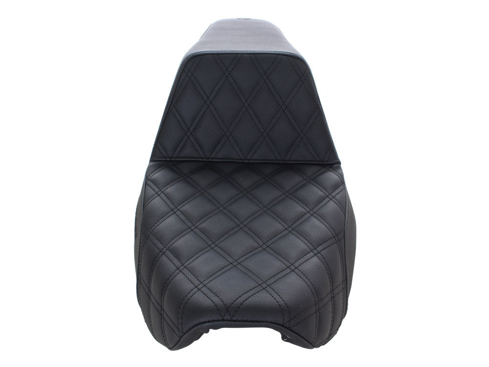 Saddlemen SAD-896-04-172 Step-Up LS Dual Seat w/Black Double Diamond Lattice Stitch for Dyna 96-03