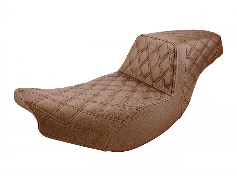 Saddlemen SAD-I14-07-175BR Brown Step-Up LS Dual Seat w/Black Double Diamond Lattice Stitch Front & Rear for Indian Touring 14-Up