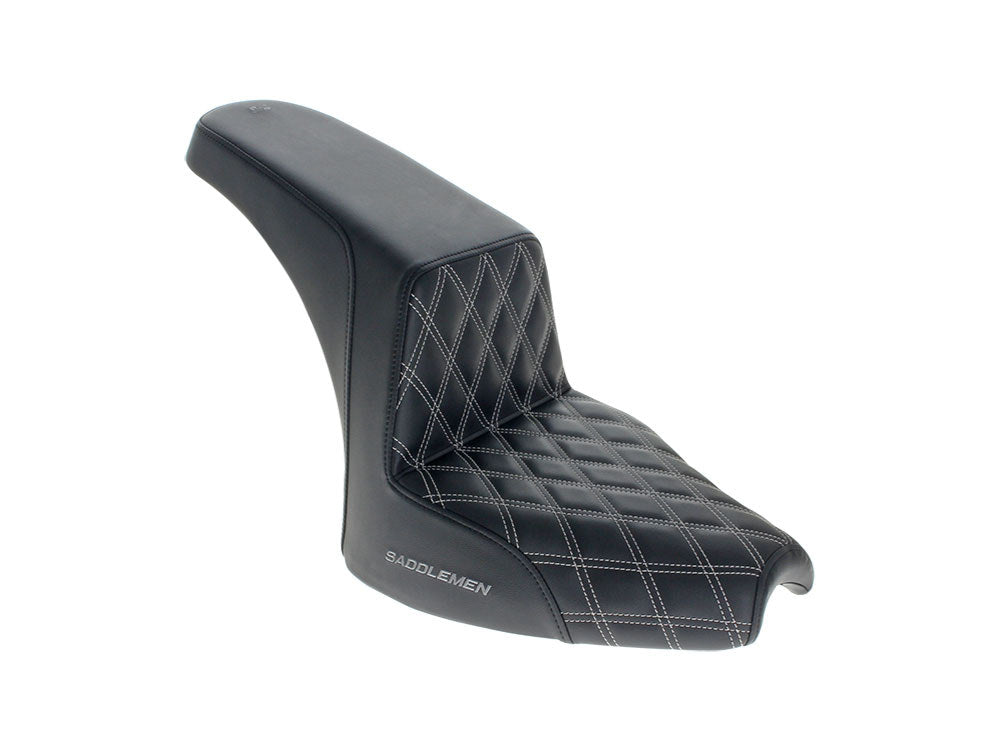 Saddlemen SAD-I21-04-172GRE Step-Up LS Dual Seat w/Dark Grey Double Diamond Lattice Stitch for Indian Cruiser 22-Up