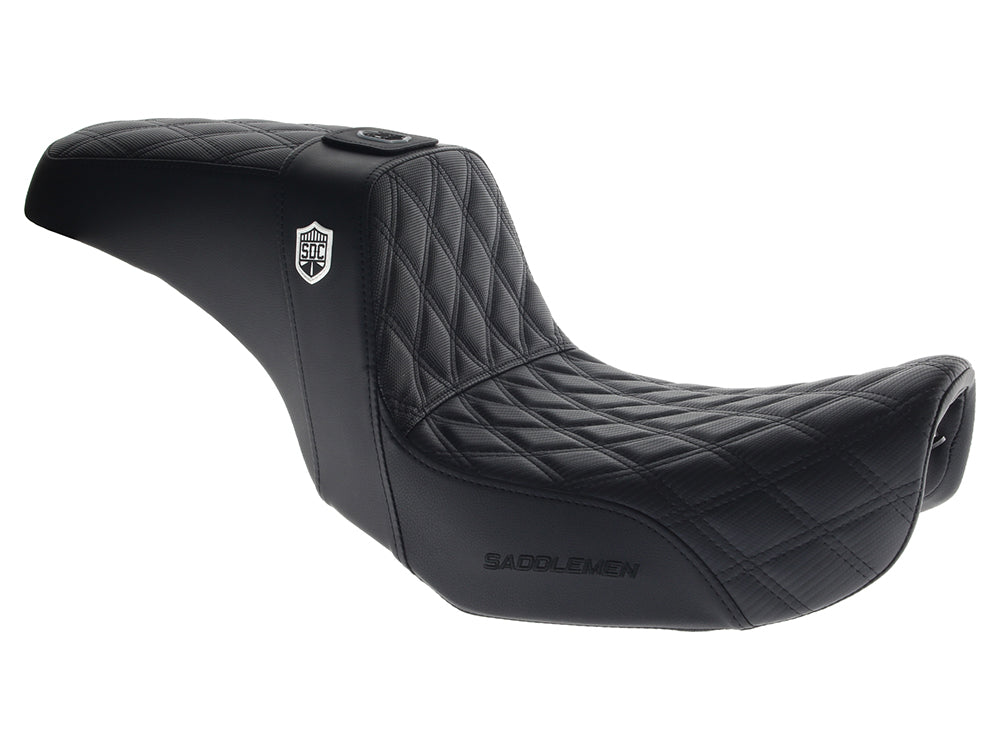 Saddlemen SAD-SC80604DB0 Pro Series San Diego Customs Performance Gripper Dual Seat w/Backrest & Black Stitch for Harley-Davidson Dyna 06-17