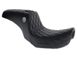 Saddlemen SAD-SC80604DB0 Pro Series San Diego Customs Performance Gripper Dual Seat w/Backrest & Black Stitch for Harley-Davidson Dyna 06-17