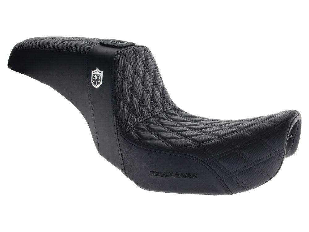 Saddlemen SAD-SC80604DBKRT Step-Up San Diego Customs Pro Series Gripper Dual Seat With Backrest for Dyna 06-17