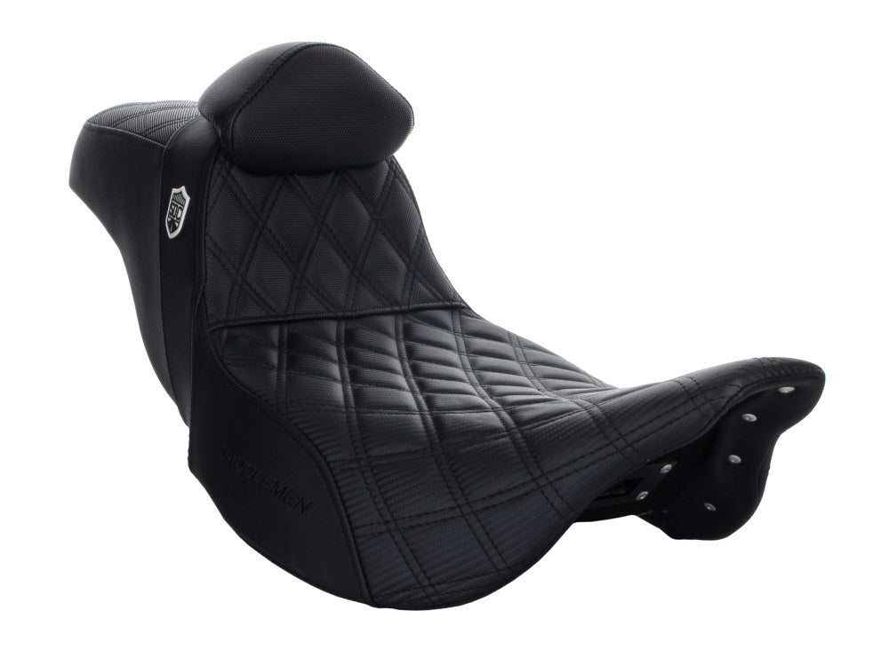 Saddlemen SAD-SC80807DBRT Step-Up San Diego Customs Pro Series Gripper Dual Seat w/Backrest for Touring 08-23