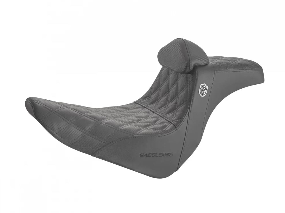 Saddlemen SAD-SC81829DB0 Pro Series San Diego Customs Performance Gripper Dual Seat w/Backrest & Black Stitch for Harley-Davidson Sport Glide/Low Rider 18-Up/Low Rider S 20-Up/Low Rider ST 22-Up