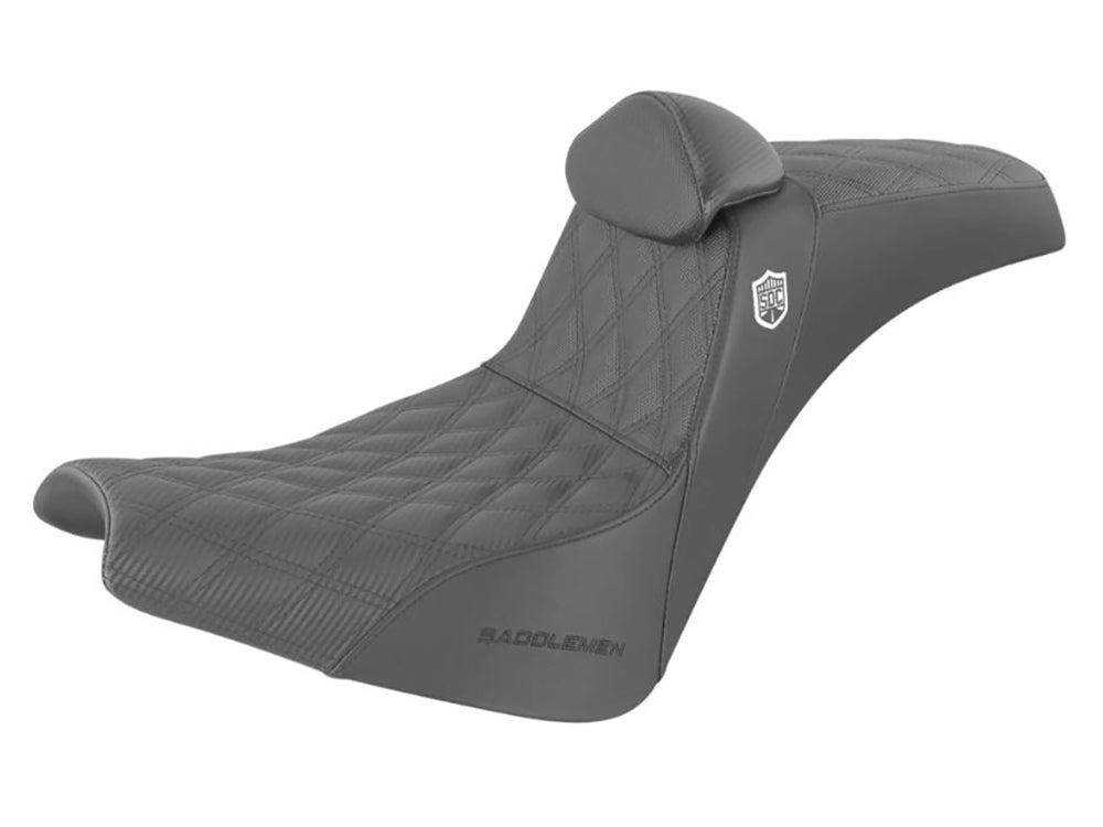 Saddlemen SAD-SC81830DB0 Pro Series San Diego Customs Performance Gripper Dual Seat w/Backrest & Black Stitch for Harley-Davidson Softail Street Bob 18-Up/Standard 20-Up