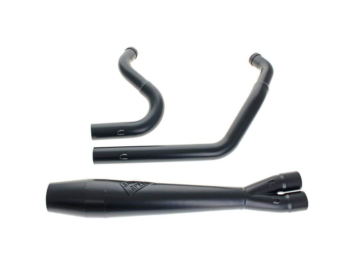 Sawicki Speed SAW-930-01072 Mid Length 2-1 Exhaust w/Welded End Cap Black for Softail 86-17