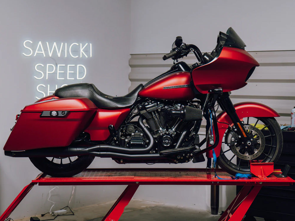 Sawicki Speed SAW-930-01081 Full Length 2-1 Exhaust w/Billet End Cap Black for Touring 17-Up