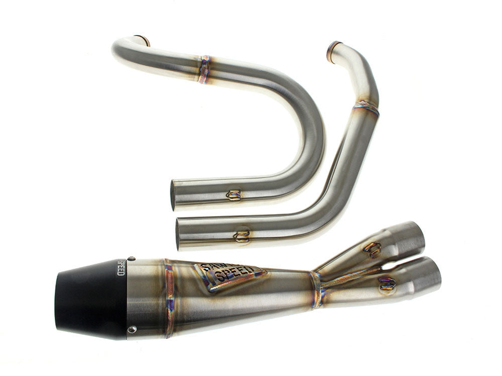 Sawicki Speed SAW-930-01204 Shorty 2-1 Exhaust w/Billet End Cap Stainless for FXR 87-94