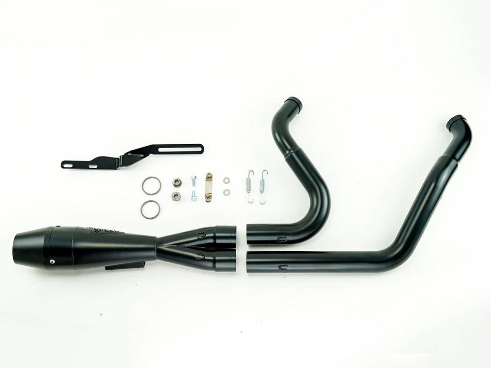 Sawicki Speed SAW-930-01209 Shorty 2-1 Exhaust w/Billet End Cap Black for Touring 95-16