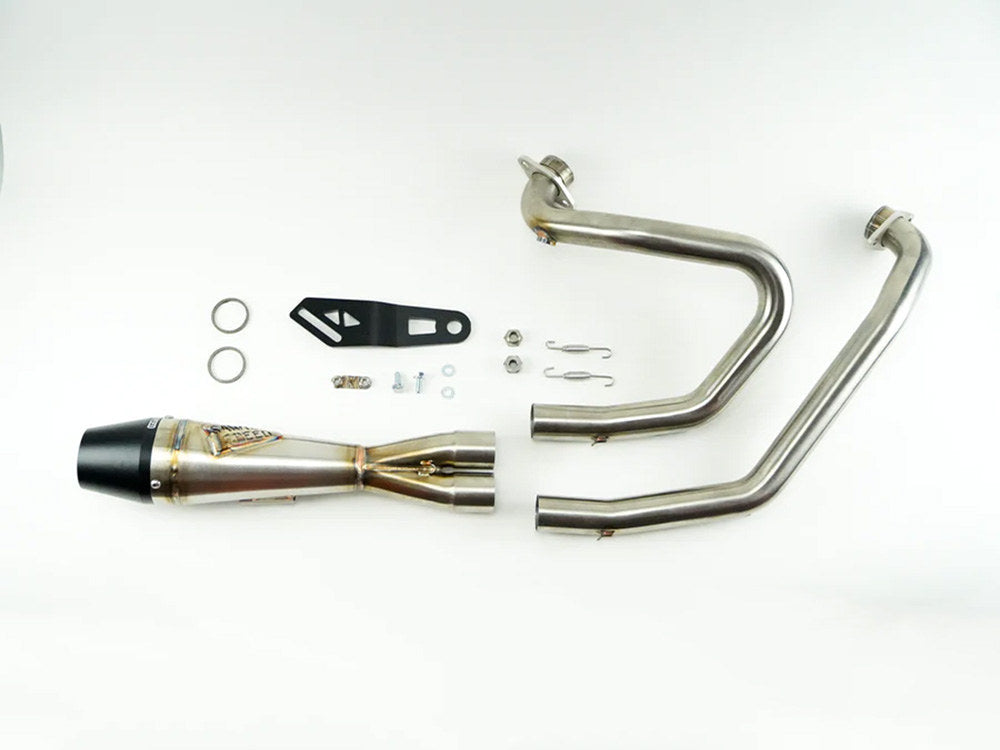 Sawicki Speed SAW-930-01218 Shorty 2-1 Exhaust w/Billet End Cap Stainless for Sportster 04-21 w/Mid Controls