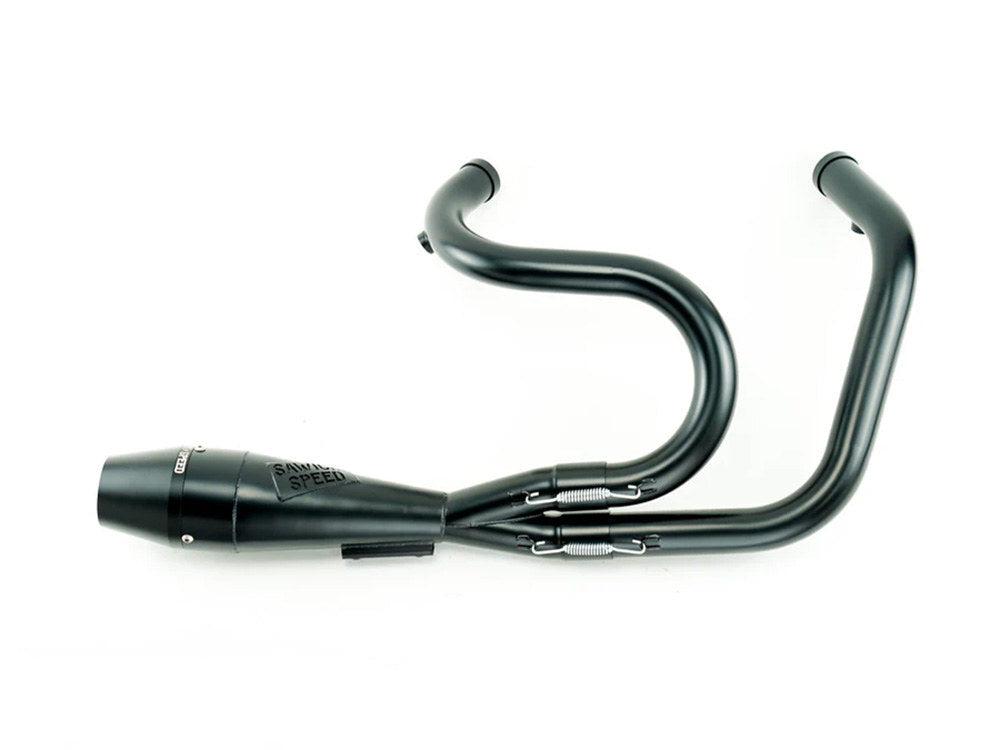 Sawicki Speed SAW-930-01219 Shorty 2-1 Exhaust w/Billet End Cap Black for Sportster 04-21 w/Mid Controls