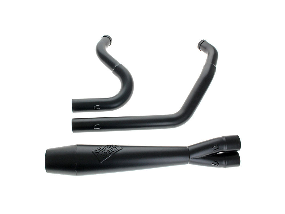 Sawicki Speed SAW-930-01230 Mid Length 2-1 Exhaust w/Welded End Cap Black for Softail 18-Up w/Non-240 Rear Tyre