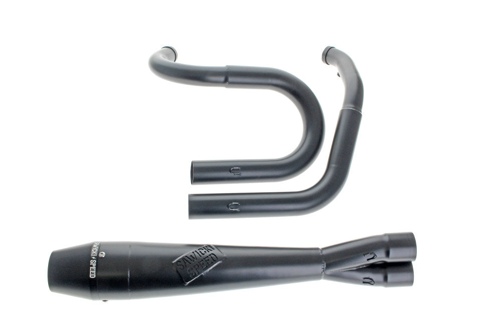 Sawicki Speed SAW-930-01247 Mid Length 2-1 Exhaust w/Billet End Cap Black for Dyna 91-17