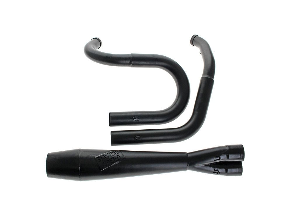 Sawicki Speed SAW-930-01249 Mid Length 2-1 Exhaust w/Welded End Cap Black for Dyna 91-17