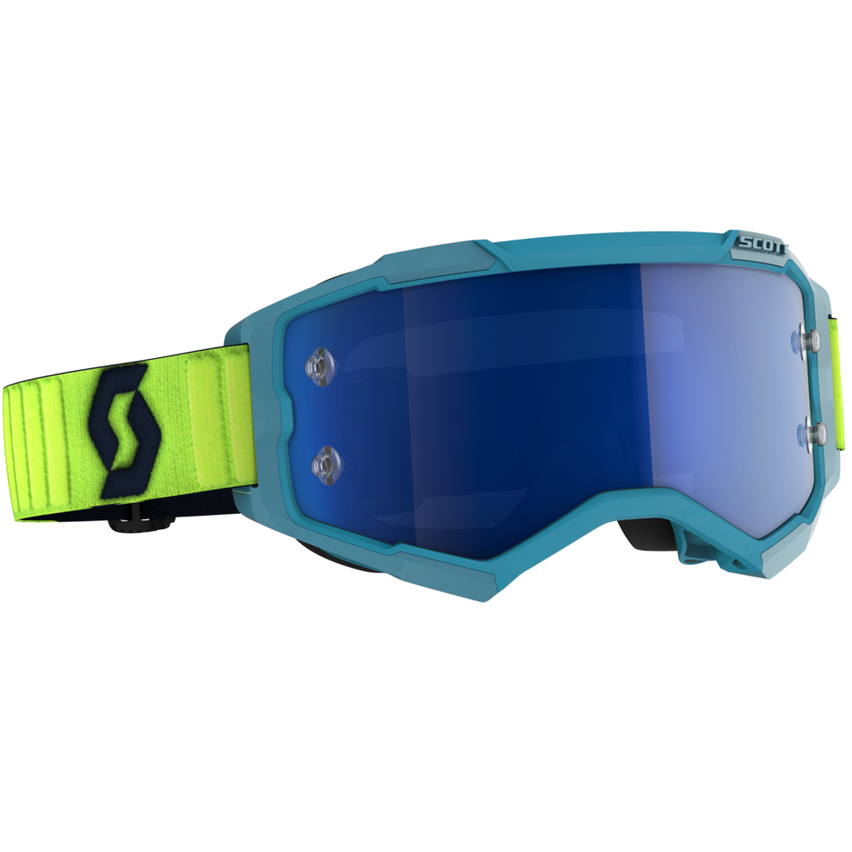 Scott Fury Goggles Teal Blue/Neon Yellow w/Electric Blue Chrome Works Lens