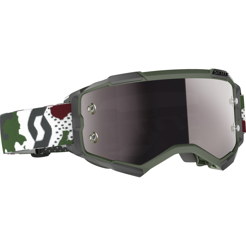 Scott Fury Goggles Dark Green/White w/Silver Chrome Works Lens