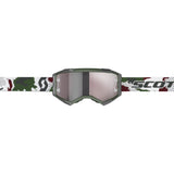 Scott Fury Goggles Dark Green/White w/Silver Chrome Works Lens