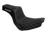 Slyfox Performance SF-0802-1672 Highnoon Dual Seat w/Grey Double Diamond Stitch for Harley-Davidson Sport Glide/Low Rider 18-Up/Low Rider S 20-Up/Low Rider ST 22-Up