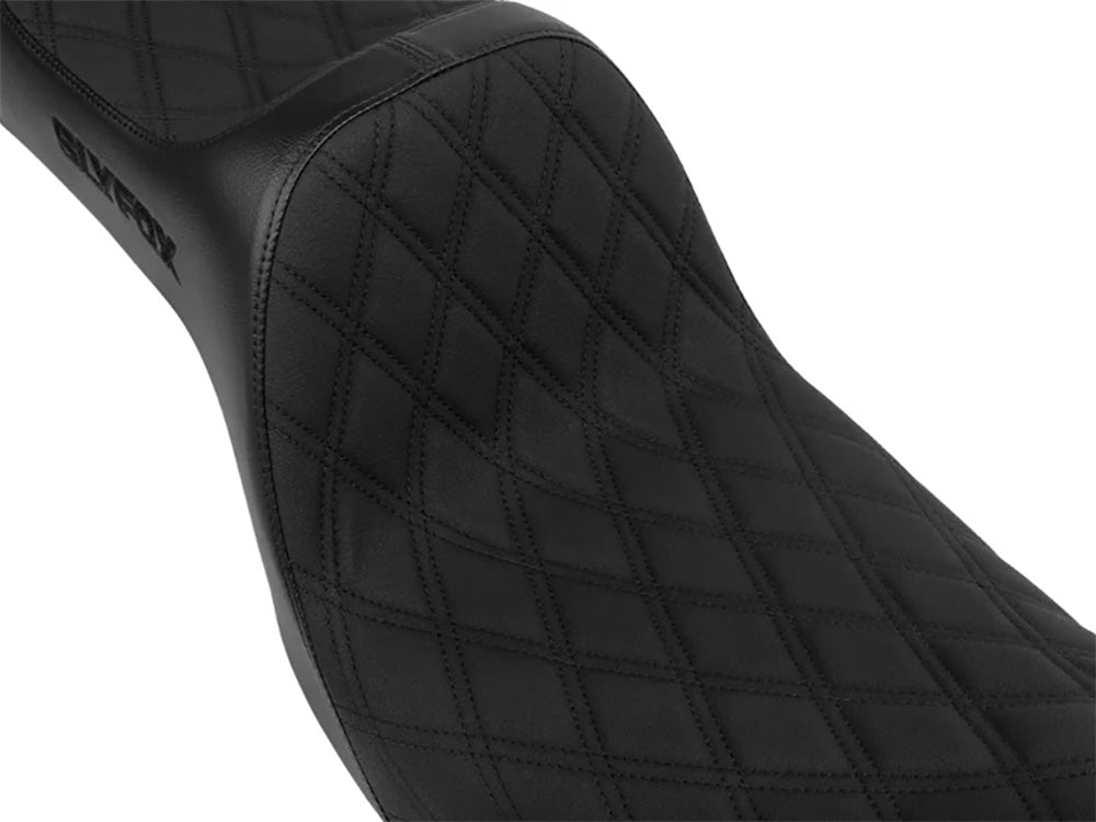 Slyfox Performance SF-0803-0763 Highnoon Dual Seat w/Black Double Diamond Stitch for Harley-Davidson Dyna 06-17