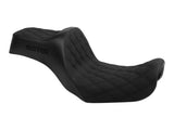 Slyfox Performance SF-0803-0763 Highnoon Dual Seat w/Black Double Diamond Stitch for Harley-Davidson Dyna 06-17