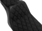 Slyfox Performance SF-0803-0765 Highnoon Dual Seat w/Black Double Diamond Stitch for Harley-Davidson Dyna 96-03