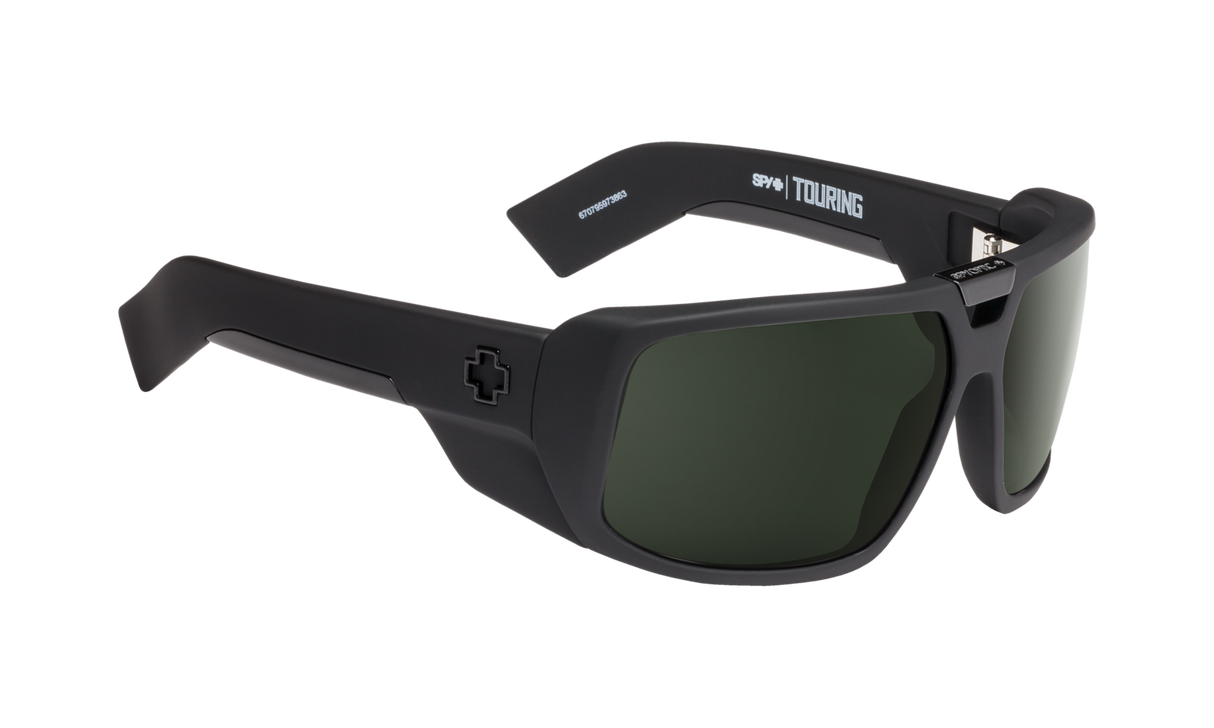 Spy Optic Touring Sunglasses Soft Matte Black w/Happy Grey Green Lens