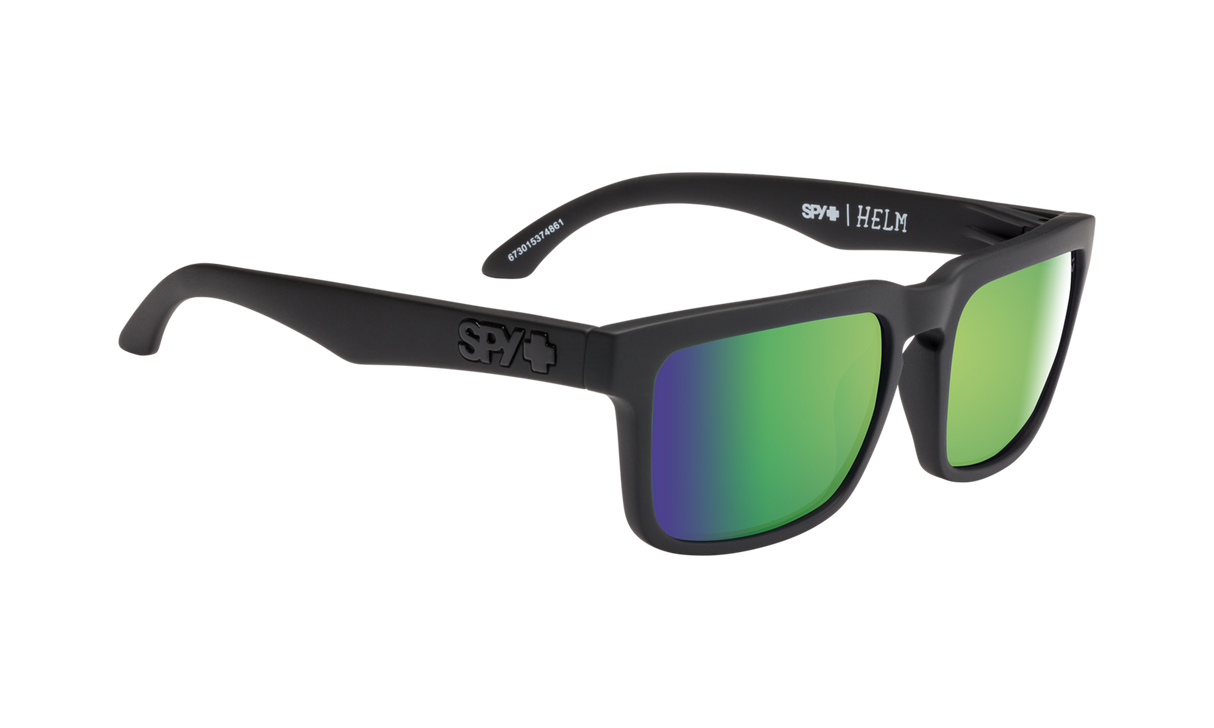 Spy Optic Helm Sunglasses Matte Black w/Happy Bronze Polar/Green Spectra Lens