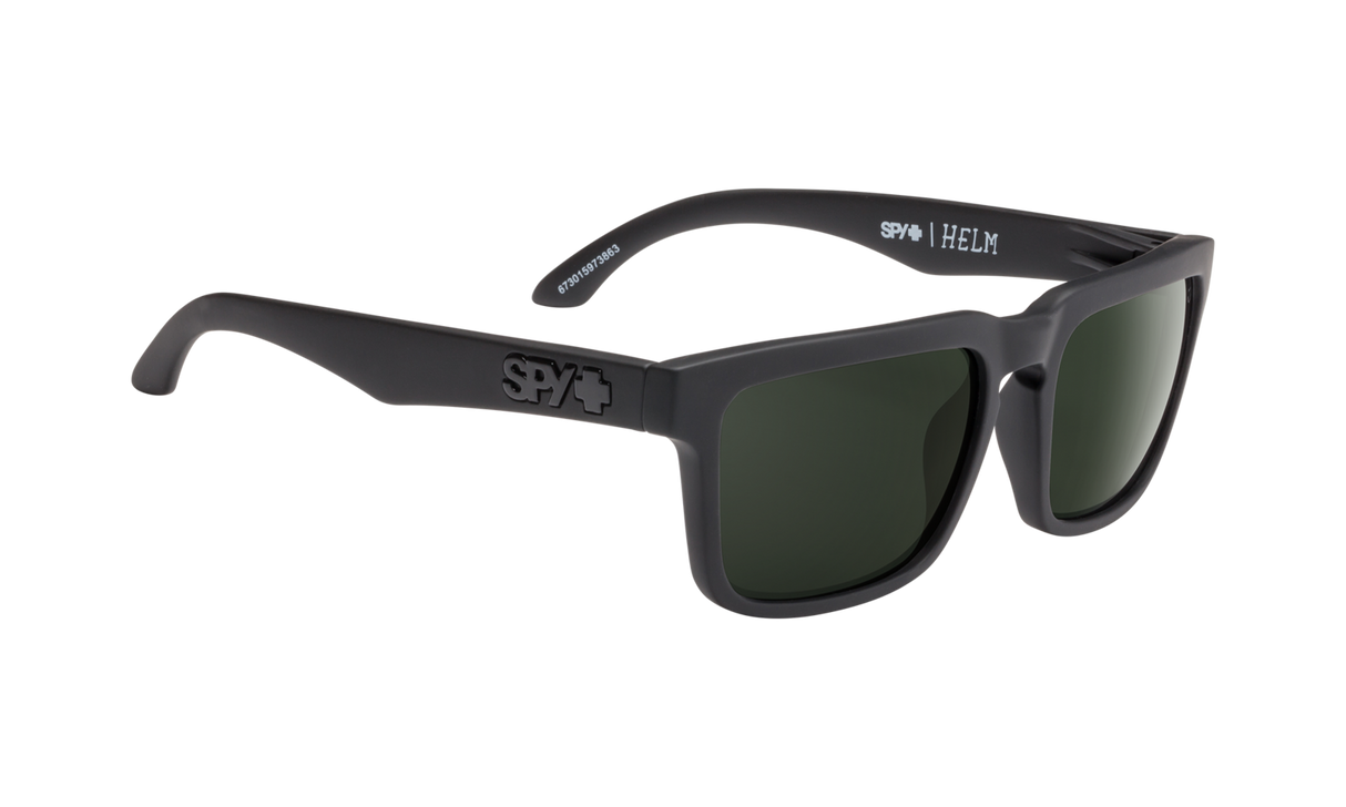 Spy Optic Helm Sunglasses Soft Matte Black w/Happy Gray Green Lens