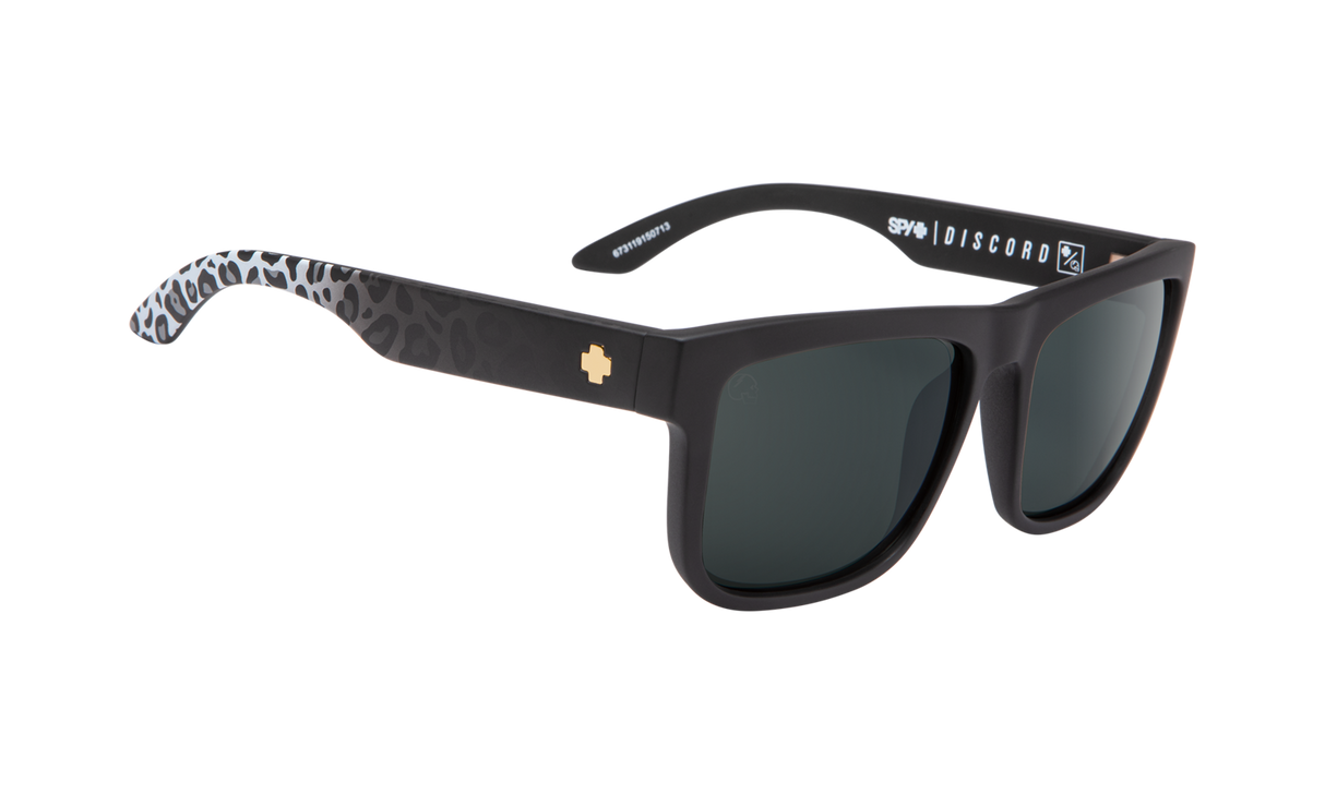 Spy Optic Discord Sunglasses Slayco Matte Black Leopard Fade w/Happy Green/Silver Flash Lens