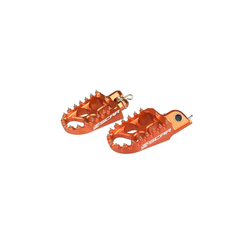 Scar S5585OR Evo Footpegs Orange for KTM 85SX 98-17/Freeride 12-24/690 SMC 08-11/690 SMCR 12-24/690 Enduro 08-10/690 Enduro R 09-24Husqvarna 701 Supermoto/701 Enduro 16-25