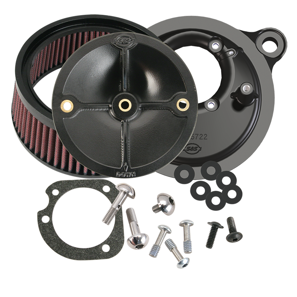 S&S Cycle SS-170-0300B Stealth Street-Legal Air Cleaner Kit w/out Cover for H-D Softail 01-15/Dyna 04-17/Touring 03-07 Fuel-Injected Models