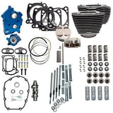 S&S Cycle SS-310-1050 Power Package 124" CI Water Cooled Chain Drive w/Highlighted Fins & Chrome Pushrod Tubes for H-D M8 107" Models