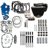 S&S Cycle SS-310-1057 Power Package 124" CI Oil Cooled Chain Drive w/Non-Highlighted Fins & Black Pushrod Tubes for H-D M8 107" Models