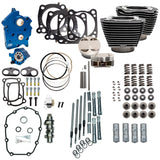 S&S Cycle SS-310-1107 Power Package 128 CI Water Cooled Chain Drive w/ Highlighted Fins & Chrome Pushrod Tubes Black Granite for H-D M8 114" 17-Up Models