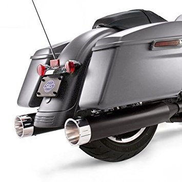 S&S Cycle SS-550-0671 MK45 Slip-On Mufflers Ceramic Black w/Chrome Tracer End Caps for H-D Touring 17-Up Models