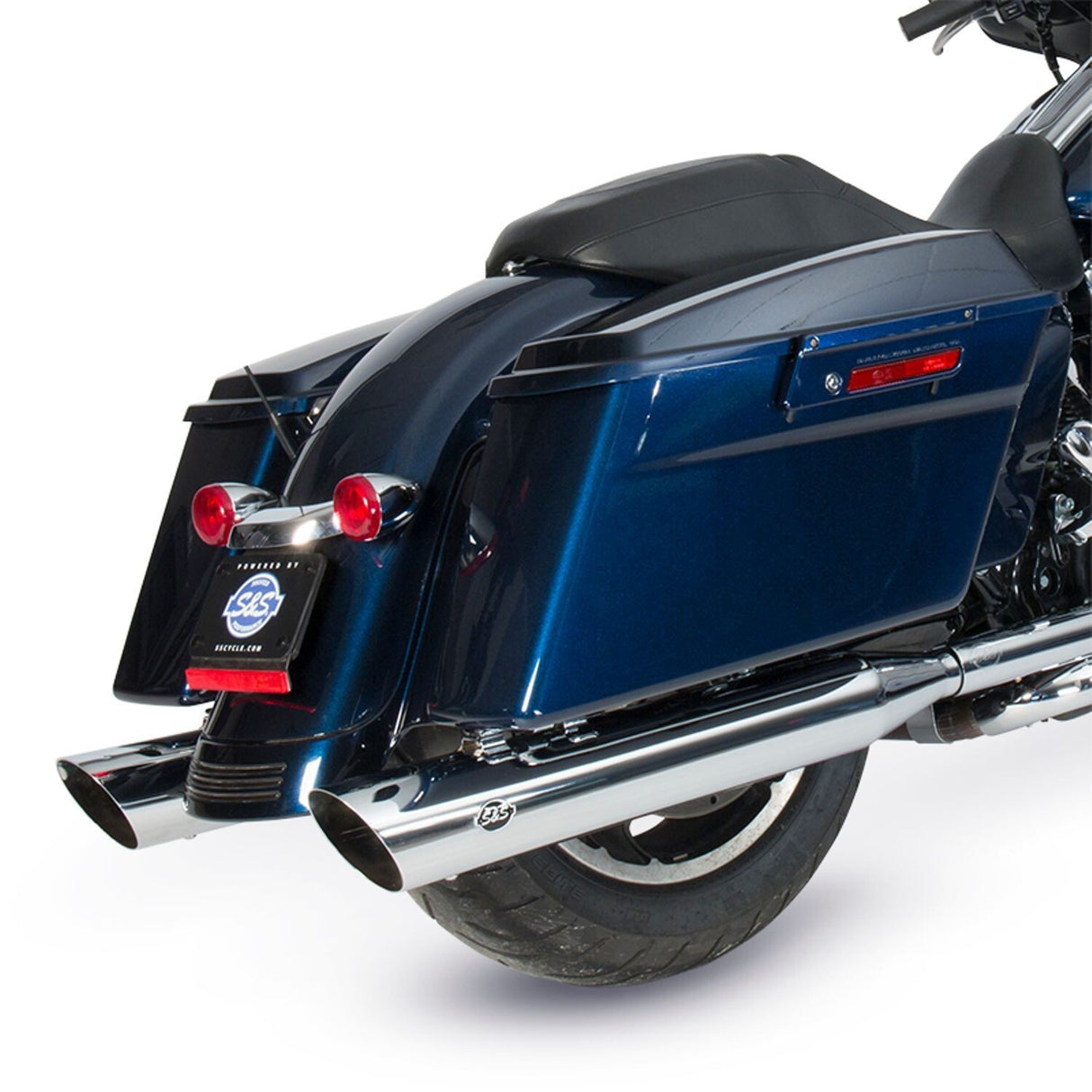 S&S Cycle SS-550-0691 Slash Cut Slip-On 4" Mufflers Chrome for H-D Touring 95-16/Tri-Glide 09-21 Models