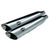 S&S Cycle SS-550-0718 Slash Cut 3.25" Slip-On Mufflers Chrome w/Slash Down End for H-D Dyna 95-09 Models w/Staggered Exhaust